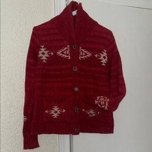 Women's Red Patterned Sweater